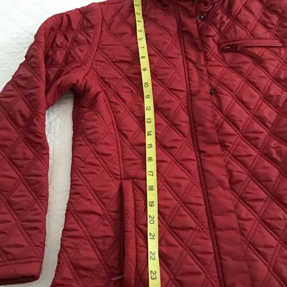 Eddie Bauer Womens XS Quilted Puff‎ Puffer Goose Down Coat Jacket Red Gorecore